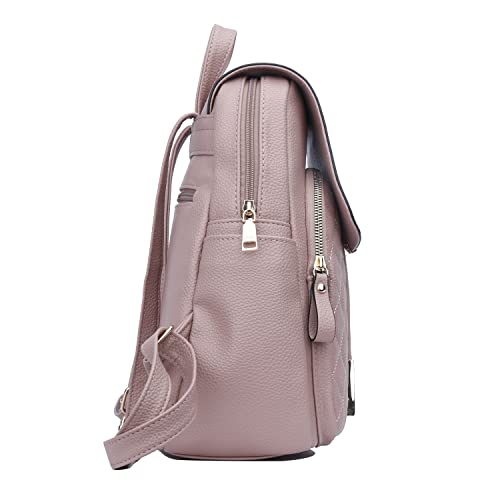 KKXIU Quilted Trendy Leather Backpack Purse for Women and Ladies Shoulder Travel Daypacks Bags (Pink) - color: Pink, style: Backpack