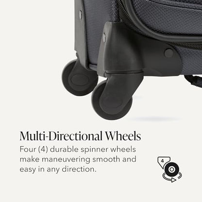 SWISSGEAR Sion Softside Expandable Spinner Luggage Durable Lightweight Travel Suitcase, Dark Grey, Checked-Large - color: Dark Grey, size: Checked-Large