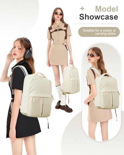 Beige Large Travel Backpack For Women Laptop Backpack Carry On Backpack For Airplanes College Backpacks For Women Men Waterproof Gym Work Backpack For Travel