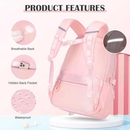 DIGOBAY Backpacks for Girls - 3PCS Girls Backpack with Lunch Box & Pencil Pouch Plaid School Backpacks for Elementary Middle High College School Bookbag for Teen Girl Kids Students Pink - color: Pinkplaid