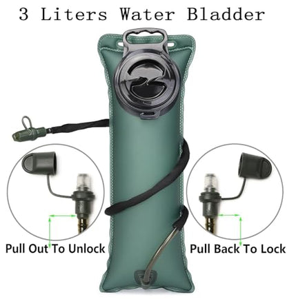 Insulated Water Hydration Pack Bag with 3L TPU Bladder Tactical Molle Hydration Backpack for Hiking Cycling Running - color: Black