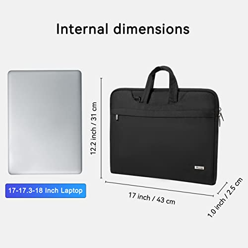 Voova Laptop Bag 17 17.3 Inch Waterproof Laptop Sleeve Case with Shoulder Straps & Handle, Computer Case Cover Slim Briefcase Compatible with 17-18” Hp Dell Asus Acer, Black - color: Black, size: 17-17.3 In