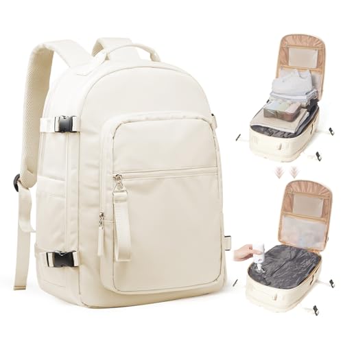 coofay Vacuum Backpack Travel with Pump Vacpack Backpack with Vacuum Seal Backpacks Traveling Backpacks Vacuum Compression Air Travel Bag Carry on Luggage - color: A-beige