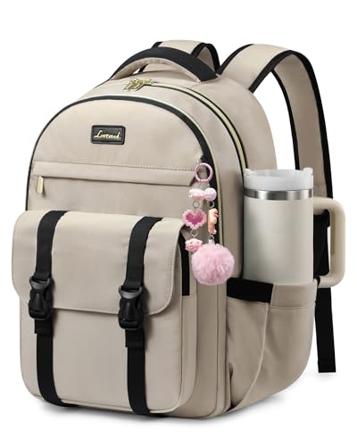 LOVEVOOK School Backpack for Teen Girls,Student Backpack Fits 15.6 Inch Laptop with Large Tumbler Pocket,Cute Kid Bookbag for 8-14 Teenage Back to School Gifts Daypack for Girl,Nude-black - color: Nude-black, size: 15.6 Inch