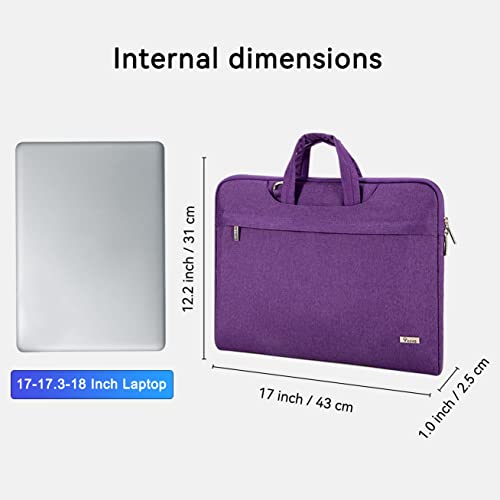 Voova 17 17.3 Inch Laptop Sleeve Case, Slim Women Men Shoulder Hand Bag Compatible with Razer Blade Pro 17, Lenovo Dell Asus Acer HP Notebook Messenger Briefcase with Strap, Waterproof, Purple - color: Purple, size: 17-17.3 In
