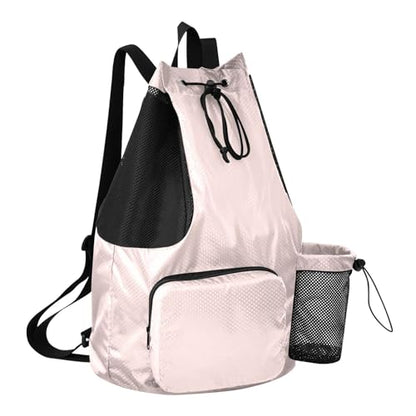 Drawstring Gym Sackpack With Pockets Drawstring Bags with Wet Dry Compartments Misty Rose Solid Color