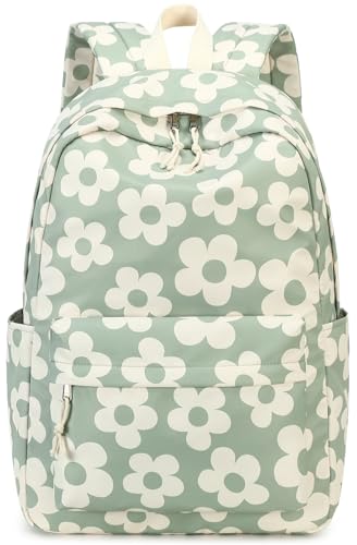 Bluboon School Backpack for Teen Girls Women Laptop Backpack College Bookbags Middle School Travel Work Commuter Back Pack - color: Green Grey