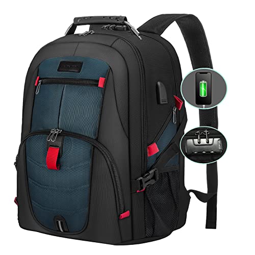 LOVEVOOK Travel Backpack for Men 17inch Large Work Backpack for Men Large Capacity Lockable Mochilas para Hombres Waterproof Computer Backpack for Work Business Travel College (17 inch，Dark-Blue) - color: Darkblue, size: 17 inch