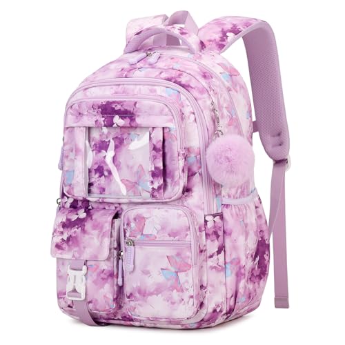 PIG PIG GIRL Kids Backpack for Girls School Bags for Middle School Students Book Bag for Elementary Primary Kawaii Ita Backpack, Purple Butterfly - color: Purple Butterfly