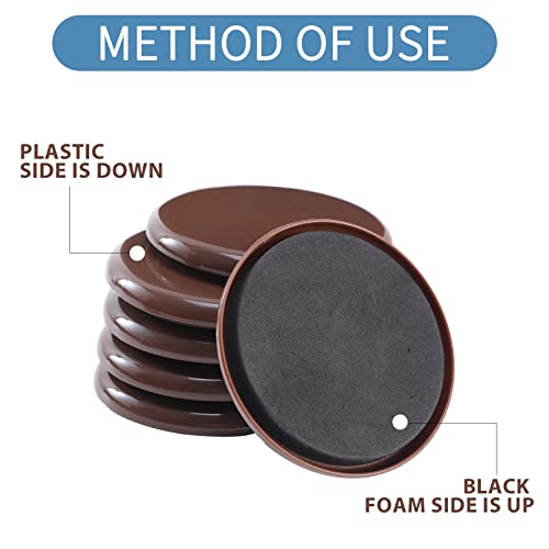 Furniture Sliders for Carpet, 8 PCS Reusable Furniture Moving Pads, 5" Heavy-Duty Furniture Slider, Move Any Item Easy and Quickly with Reusable Furniture Movers Sliders - size: Brown