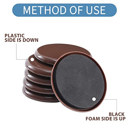 Furniture Sliders for Carpet, 8 PCS Reusable Furniture Moving Pads, 5" Heavy-Duty Furniture Slider, Move Any Item Easy and Quickly with Reusable Furniture Movers Sliders - size: Brown
