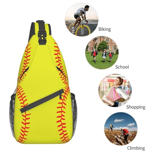 Sling Backpack Unisex Crossbody Chest Bag Shoulder Chest Bag For Women Men Hiking Travel - color: Softball