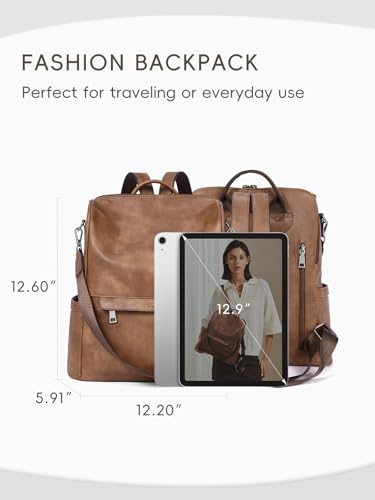 CLUCI Womens Backpack Purse PU Leather Anti-theft Fashion Designer Travel Bag Ladies Shoulder Bags | Purse - color: Top Zip-3 Brown