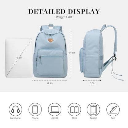 Lohol Classic Backpack for School Travel College, Durable Water Resistant Bookbag (Blue) - color: Blue