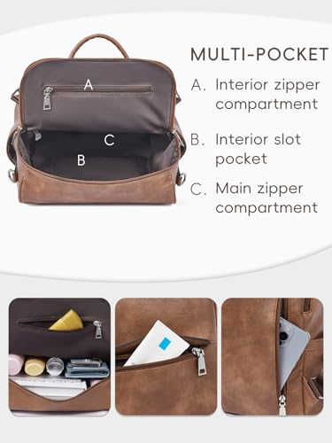 CLUCI Womens Backpack Purse PU Leather Anti-theft Fashion Designer Travel Bag Ladies Shoulder Bags | Purse - color: Top Zip-3 Brown