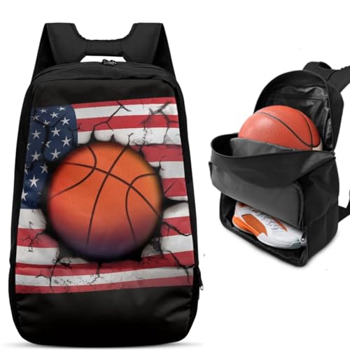 Basketball Backpack With Separate Ball Compartment And Shoes Fit Basketball Volleyball Football - color: American Basketball