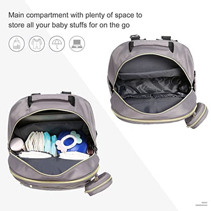 LOVEVOOK Diaper Bag Backpack, Quilted Baby Bag with Changing Pad & Pacifier Holder, Waterproof Travel Diaper Bags for Baby Boys Girls, Stylish and Large Capacity, Purple Grey - color: Purple Grey
