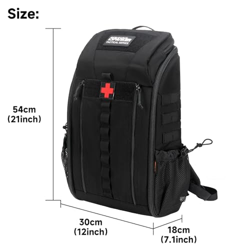 EXCELLENT ELITE SPANKER Medical Backpack Tactical Knapsack Outdoor Rucksack Camping Survival First Aid Backpack（Black） - color: Black