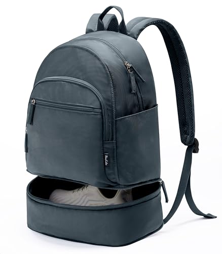 Uselike Gym Backpack for Women Men, Lightweight Gym Bag with Shoe Compartment, Waterproof Workout Backpack with Wet Pocket - color: Grey Blue