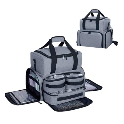 Large Makeup Cosmetic Bag with 3 Removable Case and 2 Removable Dividers Double Layer Travel Storage Organizer, Makeup Brushes Storage Section Grey - color: Grey