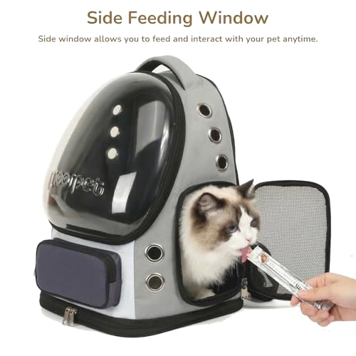 Cat Bubble Backpack Carrier, TSA Airline Approved Pet Travel Bag for Small Medium Dogs, Clear Hiking Camping Backpack for Cats, Kitten and Puppy up to 18 lbs, Gray Bubble - color: Gray Bubble