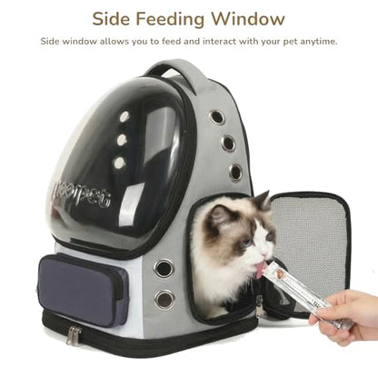 Cat Bubble Backpack Carrier, TSA Airline Approved Pet Travel Bag for Small Medium Dogs, Clear Hiking Camping Backpack for Cats, Kitten and Puppy up to 18 lbs, Gray Bubble - color: Gray Bubble