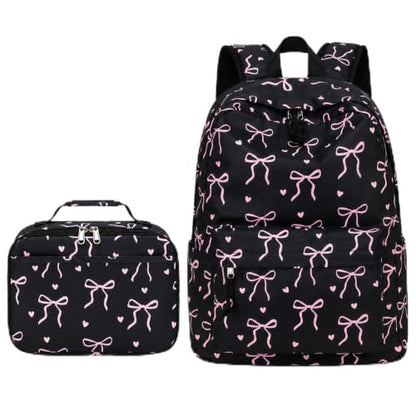 LOIDOU Girls Backpack for Kids Cute School Bookbag - color: Bow Tie Black 2, size: L-17"
