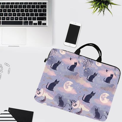 15-Inch Laptop Sleeve – Stylish, Lightweight, Shockproof, Water-Resistant Case for Lenovo, HP, Dell, Asus Notebooks - Cute Cat and Moon - color: Cute Cat and Moon
