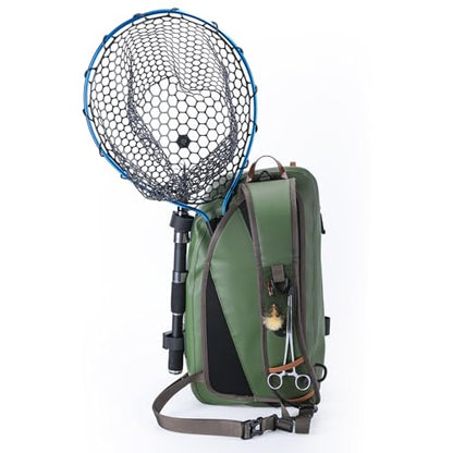 Goture Waterproof Fly Fishing Sling Pack, IPX8 840D TPU Fishing Sling Bag, 13L Tackle Backpack with Rod Holder,Airtight Zipper,Exhaust Valve,Adjustable Strap for Kayaking,Wadering,Hiking - color: A1:13L Green