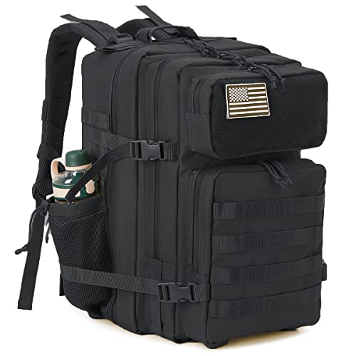 QT&QY 25L/45L Military Tactical Backpack For Men Molle Daypack 3 Day Bug Out Bag Hiking Rucksack With Bottle Holder - color: 45l 1.0 Black