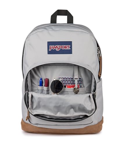 JanSport Right Pack Backpack - Durable Daypack with Padded 15 Laptop Sleeve, Spacious Main Compartment & Integrated Water Bottle Pocket - Grounded Grey - color: Grounded Grey