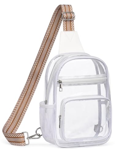 Clear Bag for Stadium Events, Clear Purses For Women Men, Transparent Crossbody Bag, See Through Large Sling Backpack - color: White-a, size: Large
