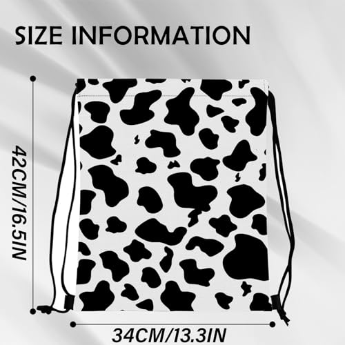 Drawstring Backpack Draw String Bag Sports Gym Bags Waterproof Cute Aesthetic Sackpack for Unisex Women Sports Beach Travel(13"×17")-Black Cow - color: Z6-black Cow