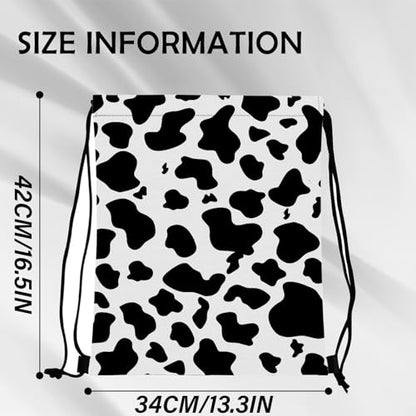 Drawstring Backpack Draw String Bag Sports Gym Bags Waterproof Cute Aesthetic Sackpack for Unisex Women Sports Beach Travel(13"×17")-Black Cow - color: Z6-black Cow