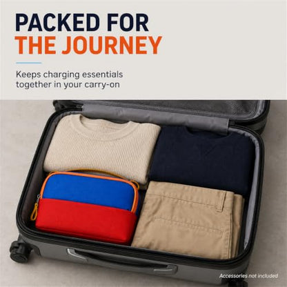 Charger Organizer Travel Case for Laptop Adapters and Cables, Blue/Red - color: Blue/Red