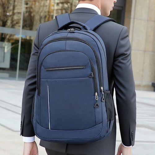 Large Capacity Travel Laptop Backpack, durable and lightweight, 4 compartments, waterproof front, breathable back (Dark blue) - color: Dark Blue