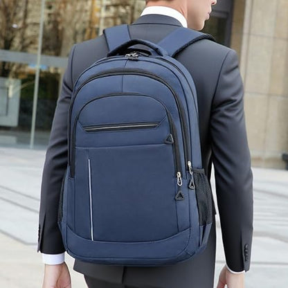 Large Capacity Travel Laptop Backpack, durable and lightweight, 4 compartments, waterproof front, breathable back (Dark blue) - color: Dark Blue