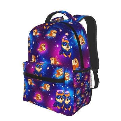 Casual Travel Daypack Purple Galaxy Space Shiba Inu Doge, Multi Pocket Water Resistant Backpack for Men Women Weekend Getaways - color: Pattern (12)