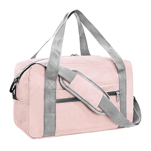 15 Inch Small Carry On Bags for Airplanes Spirit Airlines Personal Item Bag Underseat Foldable Travel Duffle Gym Bags for Women Men(20L,Pink) - color: Pink, size: 20L
