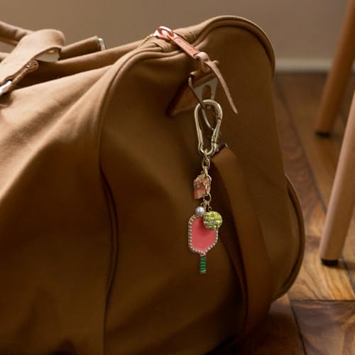 Madison Tyler Western Cowboy Boots Cherry Bow Bubble Tea Strawberry Cute Keychain | Bag Charms for Handbags Purse Charms - color: Pickleball