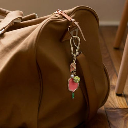 Madison Tyler Western Cowboy Boots Cherry Bow Bubble Tea Strawberry Cute Keychain | Bag Charms for Handbags Purse Charms - color: Pickleball