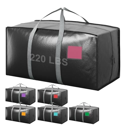 6 Pack Moving Bags with Full-Open Side Zipper, Extra Large 93L Heavy Duty Waterproof Foldable Storage Totes for College Dorm, Moving & Home Organization Gray - color: Gray, size: 6 Pack