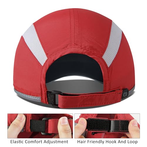 GADIEMKENSD Reflective Folding Outdoor Hat Unstructured Design UPF 50+ Sun Protection Sport Hats for Womens and Mens - color: Red