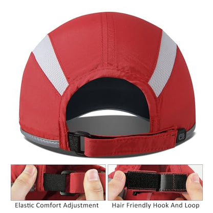 GADIEMKENSD Reflective Folding Outdoor Hat Unstructured Design UPF 50+ Sun Protection Sport Hats for Womens and Mens - color: Red