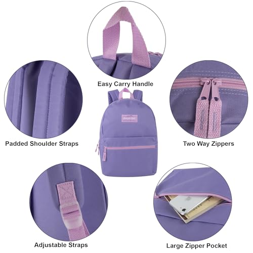 Trail maker Classic 17 inch Backpacks with Adjustable Padded Straps | School Backpacks for Girls, Boys (Purple) - color: Purple