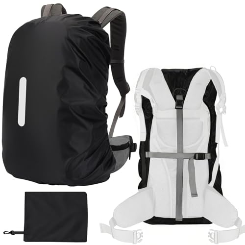 15-110L Waterproof Backpack Rain Cover, Ultralight Rucksack Rain Cover with Reflective Strip & Anti-Slip Cross Buckle Straps & Storage Pouch for Hiking Camping Outdoor Traveling (Black) - color: 75-85L, Black