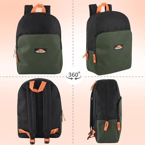 Trail maker 15 Inch Backpack for Kids, Preschool, Elementary & Middle School Students – Spacious Bookbag with Large Front Pocket, Adjustable Straps, Fits up to 13 Inch Laptop (Green) - color: Green