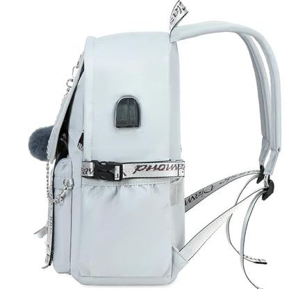 Spotted Tiger School Backpack for Girls Backpack with Lunch Box Backpacks for Teen Girl Backpacks School Bag Bookbag (Grey) - color: Grey