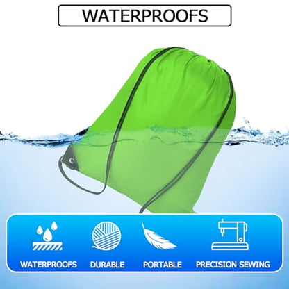 Drawstring Backpack 12PCS Bulk String Backpack Drawstring Bags Sport Gym Cinch Bag Nylon String Bag for Women Men (Green 12PCS) - color: Green 12pcs