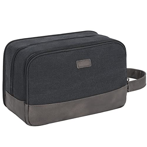 WANDF Travel Toiletry Bag for Men Large Toiletries Shaving Bag Water Resistant Hanging Dopp Kit Travel Accessories Bag for Women Men (Black) - color: Black